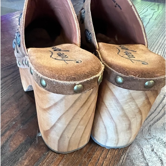 Free People Brown Studded Suede Clog Mules - Picture 11 of 14